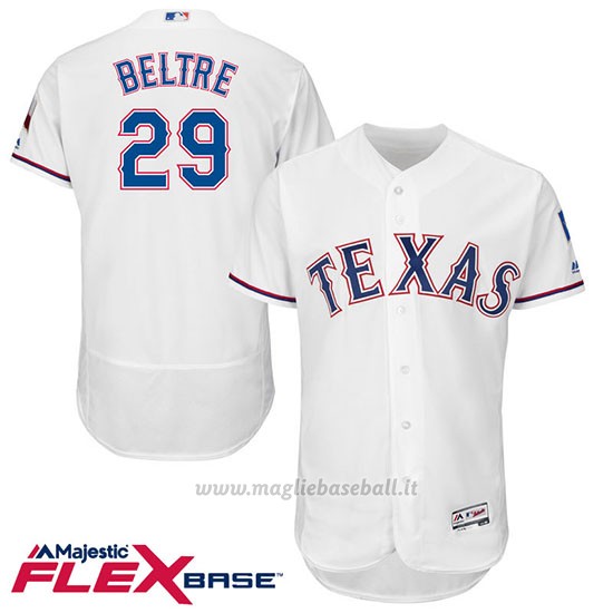 Maglia Baseball Uomo Texas Rangers Adrian Beltre 29 Bianco Flex Base Autentico Collezione Giocatore